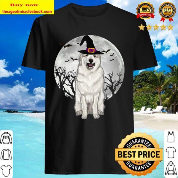 Scary Great Pyrenee Dog Witch Hat Halloween Shirt