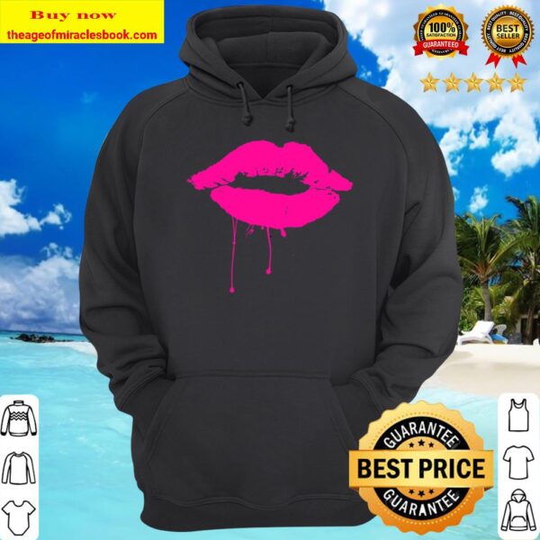 Sexy Pink Hot Lips Neon 80S Lipstick Kiss Party Tee Hoodie