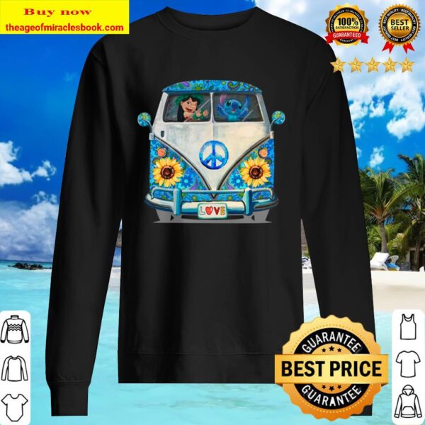 Stitch And Lilo Hippie Peace Car Sunflower Sweater