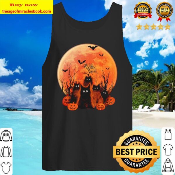 The Moon and Black cat Halloween Tank Top