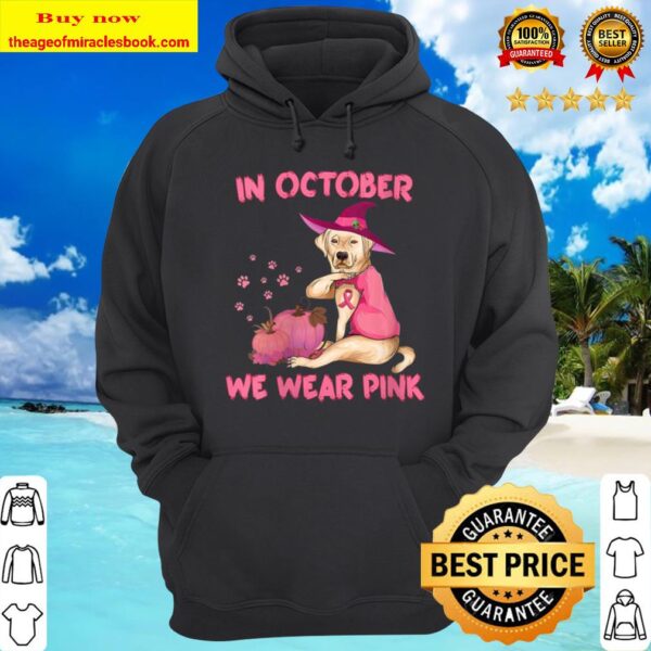 Womens In October We Wear Pink Labrador Retriever Dog Breast Cancer V- Hoodie