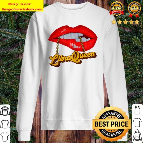 Womens Libra Queen Red Lips October Birthday Zodiac Gift For Women Sweater