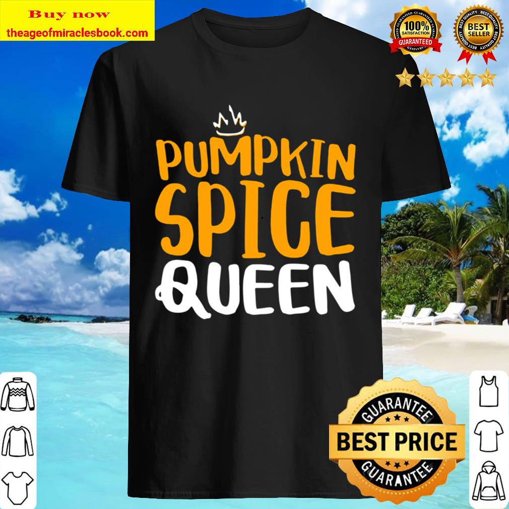 Womens Pumpkin Spice Queen Cute Fall Season Gif V-Neck Shirt