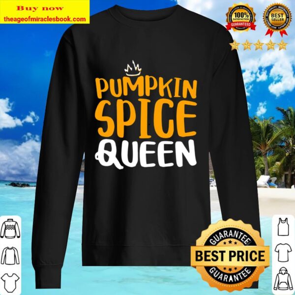 Womens Pumpkin Spice Queen Cute Fall Season Gif V-Neck Sweater