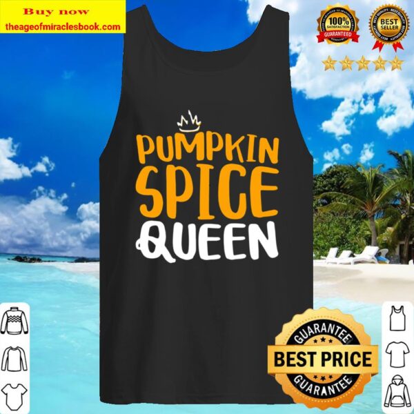 Womens Pumpkin Spice Queen Cute Fall Season Gif V-Neck Tank Top