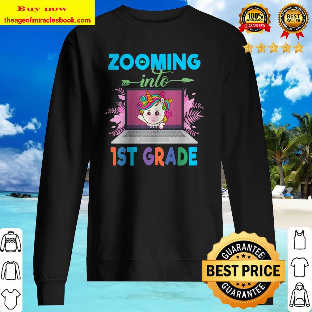 Zooming Into 1st Grade Funny Unicorn Virtual Back To School Sweater