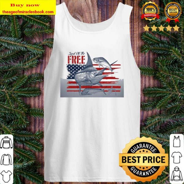 American flag land of the free fish Tank Top