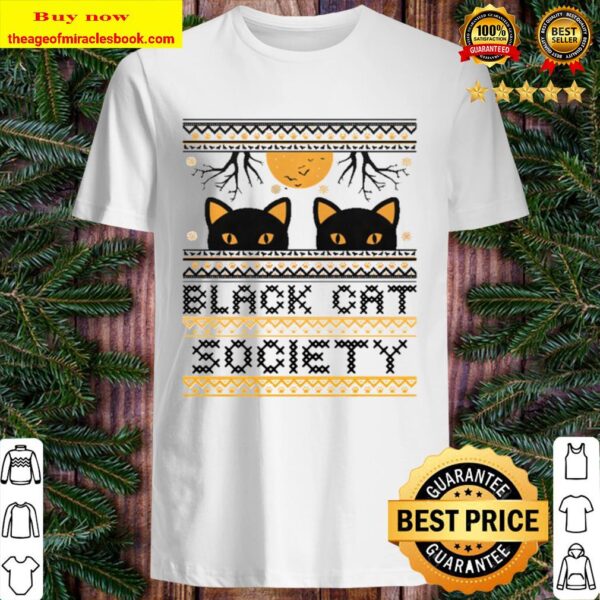Black Cat Society Halloween Ugly Shirt