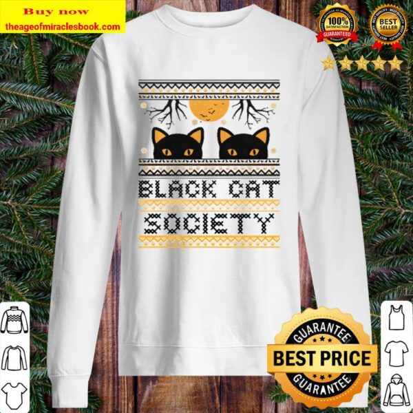 Black Cat Society Halloween Ugly Sweater