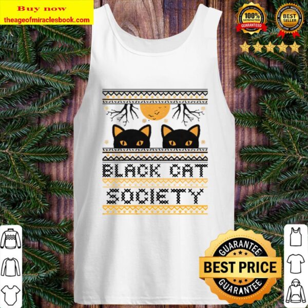 Black Cat Society Halloween Ugly Tank Top