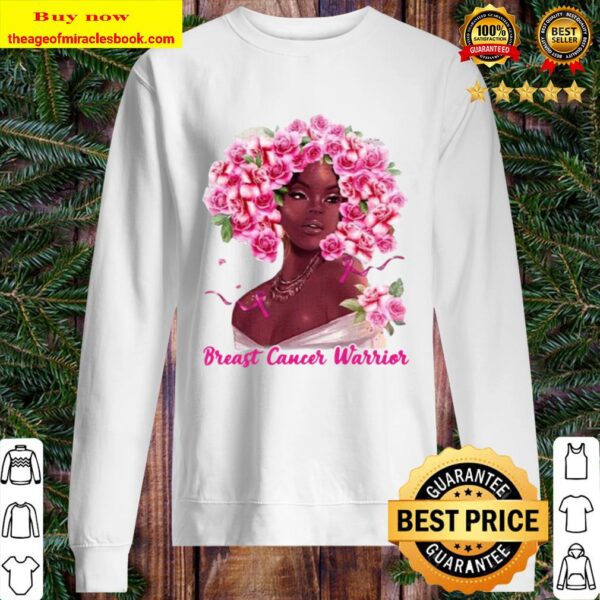 Black Girl Pink Flower Warrior Breast Cancer Awareness Sweater