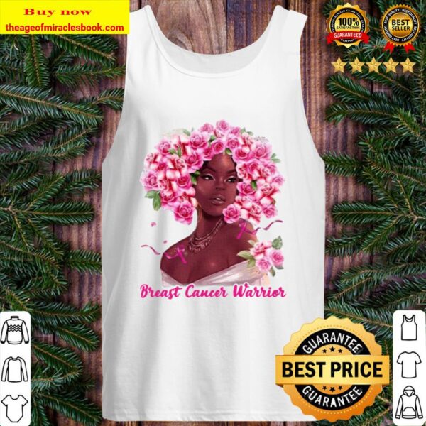 Black Girl Pink Flower Warrior Breast Cancer Awareness Tank Top