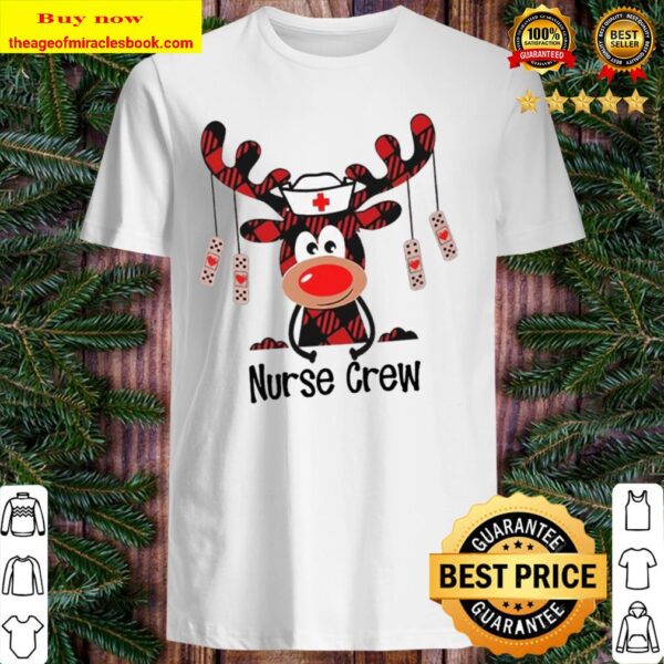 Buffalo Plaid Moose Nurse Crew Shirt