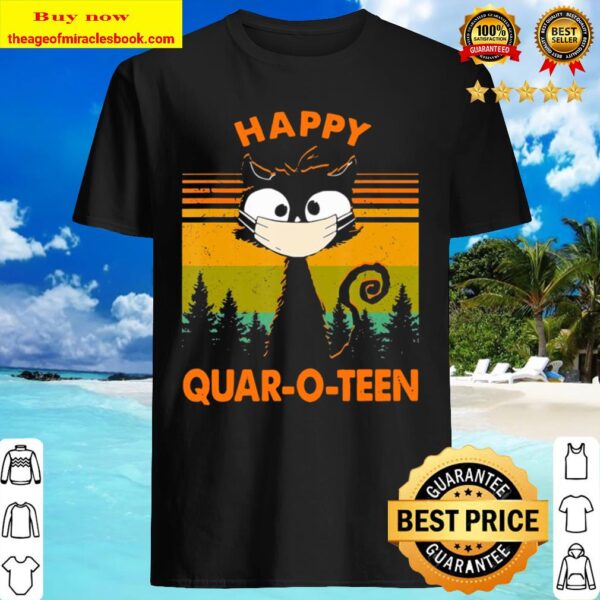 Cancel 2020 Halloween Quarantine Happy Quar-O-Teen Cat Mask Shirt