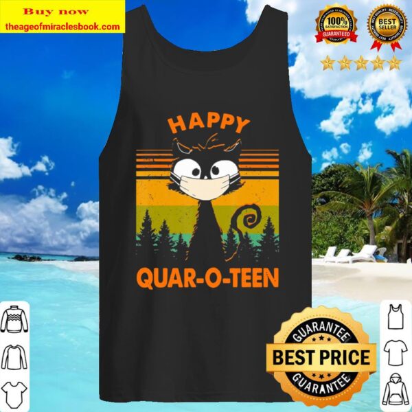 Cancel 2020 Halloween Quarantine Happy Quar-O-Teen Cat Mask Tank Top