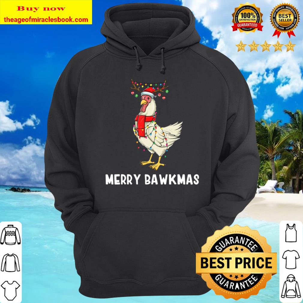 Christmas Chicken Holiday Lights And Ornaments Merry Bawkmas Hoodie