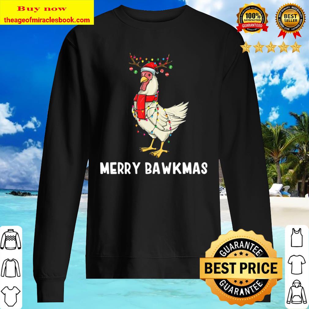 Christmas Chicken Holiday Lights And Ornaments Merry Bawkmas Sweater