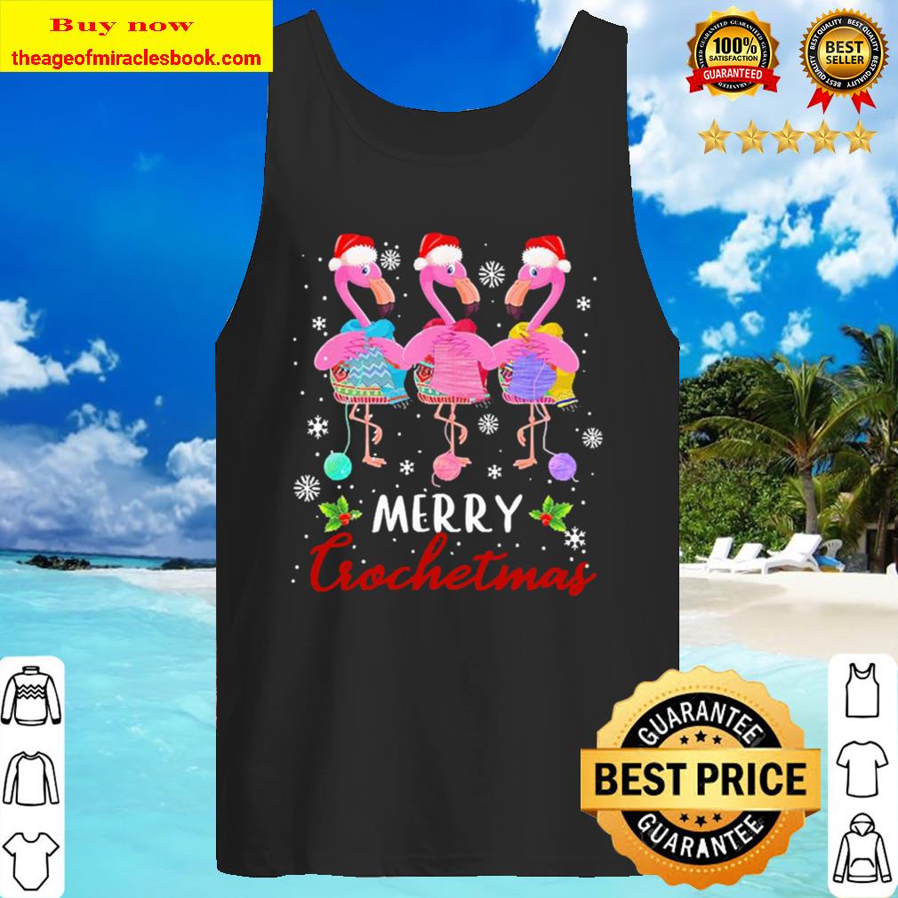 Flamingos Merry Crochetmas christmas Tank Top