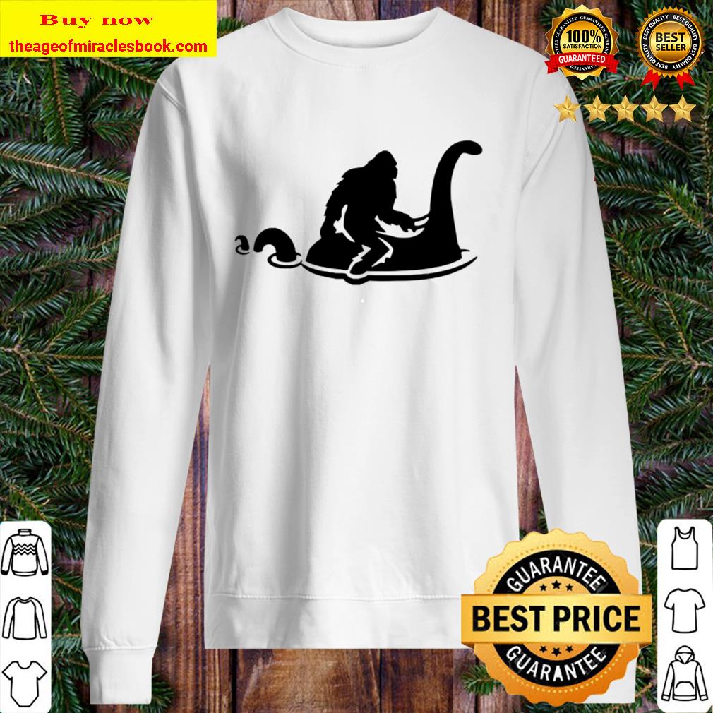Funny Bigfoot Riding Nessie Sasquatch Loch Ness Monster Sweater