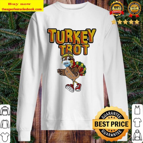 Funny Turkey Trot Face Wearing A Mask Thanksgiving 2020 Sweater