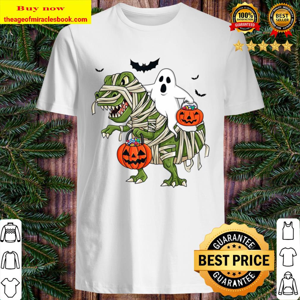 Ghost Riding T Rex Funny Boys Girls Kids Gift Halloween T-Shirt
