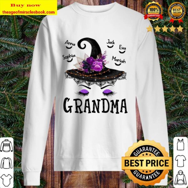 Halloween Witch Hat Flower Grandma Sweater