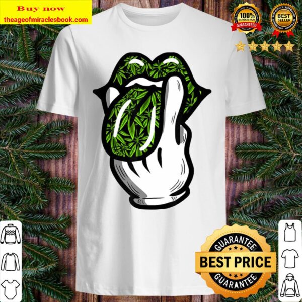 Lick Smoke Weed Leaf Pattern Marijuana 420 Cannabis Pot Gift Shirt