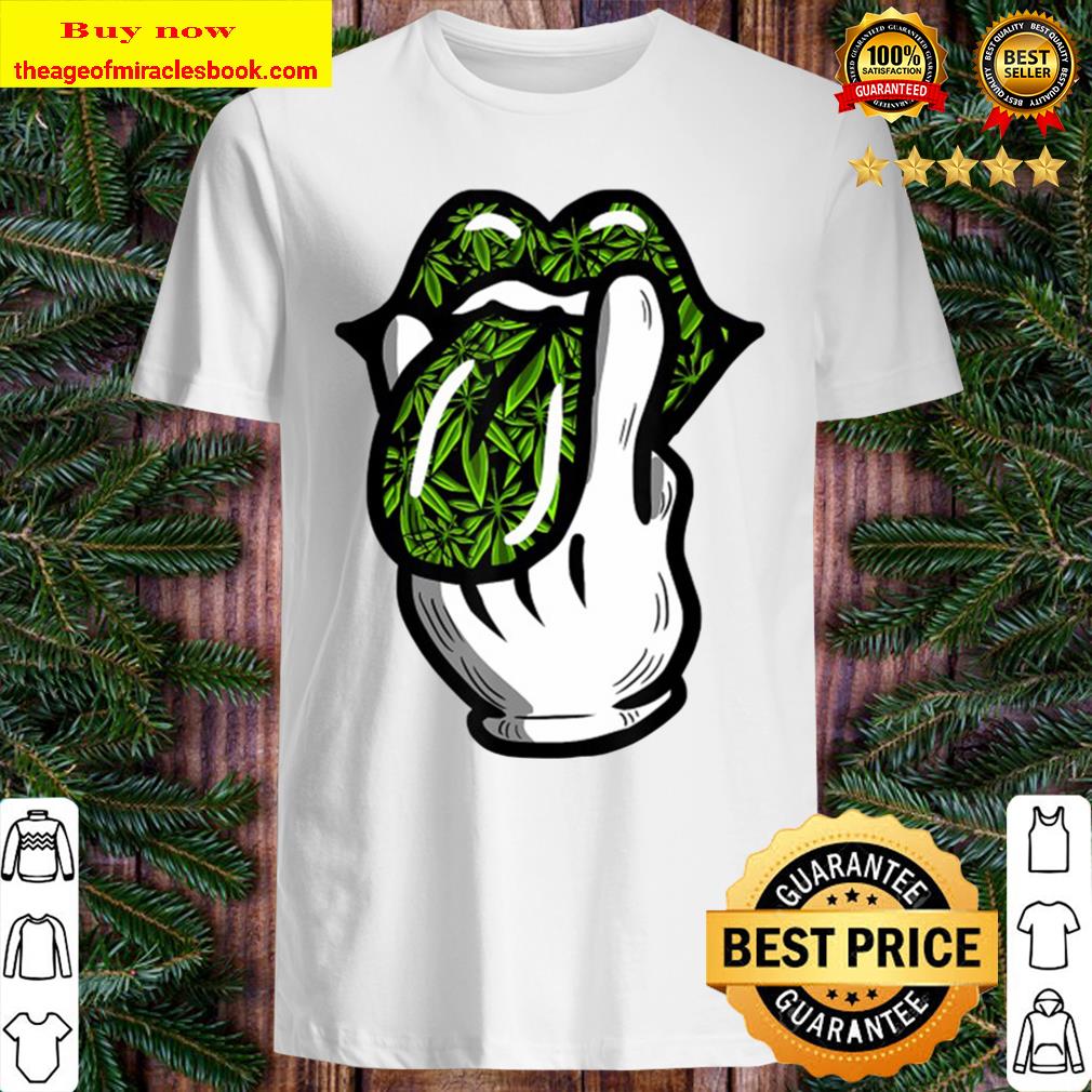Lick Smoke Weed Leaf Pattern Marijuana 420 Cannabis Pot Gift T-shirt