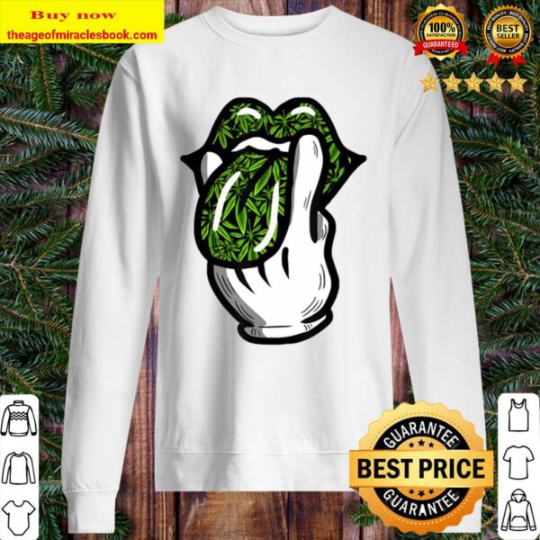 Lick Smoke Weed Leaf Pattern Marijuana 420 Cannabis Pot Gift Sweater