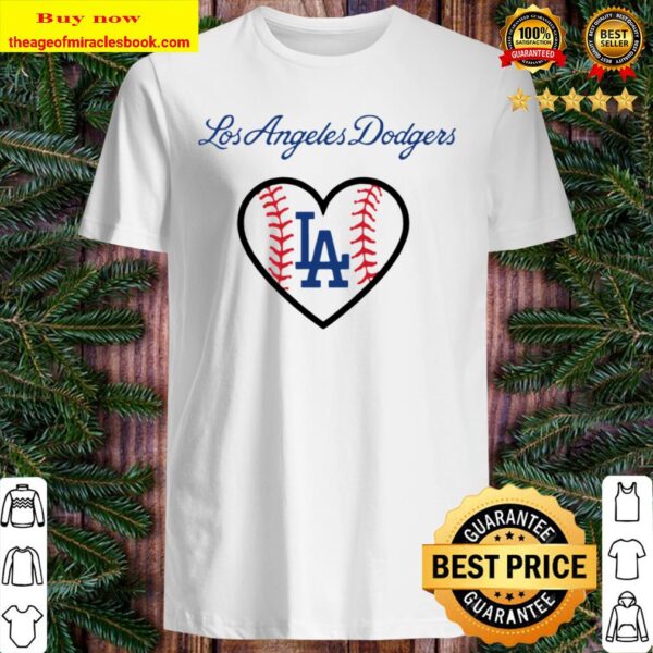 Los Angeles LA Dodgers Heart Logo Baseball Shirt