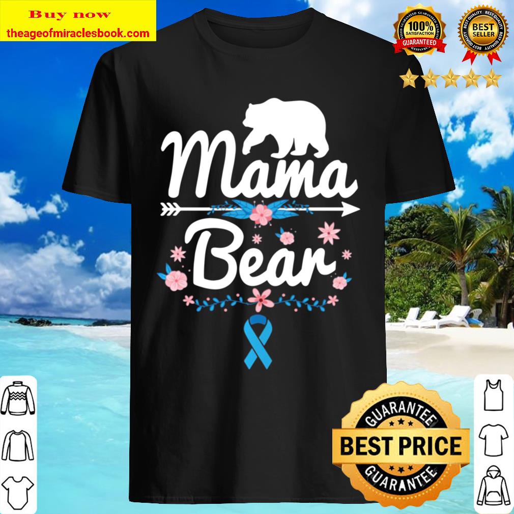 Mama Bear Blue Ribbon Colon Cancer Awareness Pullover Shirt