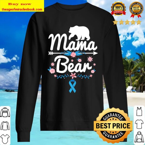 Mama Bear Blue Ribbon Colon Cancer Awareness Pullover Sweater