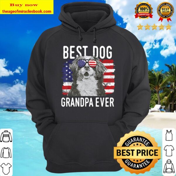 Mens American Flag Best Dog Grandpa Ever Bernese Mountain Dog Hoodie
