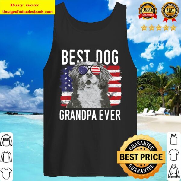 Mens American Flag Best Dog Grandpa Ever Bernese Mountain Dog Tank Top
