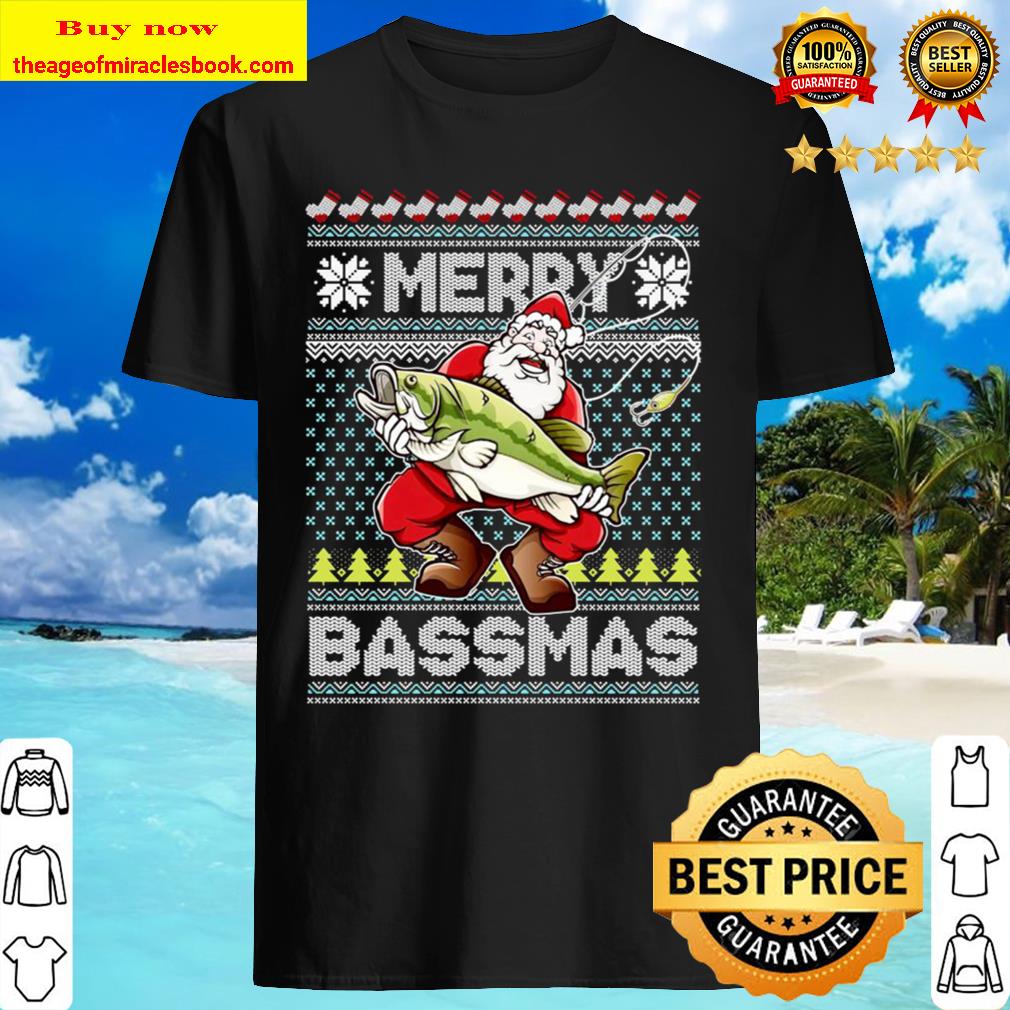 Merry Bassmas Fish Santa Ugly Christmas Shirt