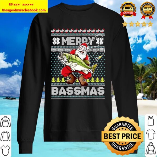 Merry Bassmas Fish Santa Ugly Christmas Sweater