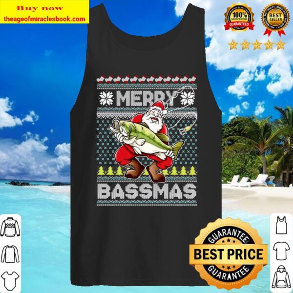 Funny Bass Fishing Merry Bassmas Ugly Christmas Sweater Shirt - Bass Fishing  - T-Shirt
