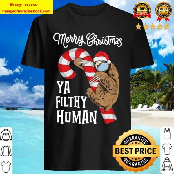Merry Christmas Sloth Face Mask Sloth Santa Xmas Tree Shirt