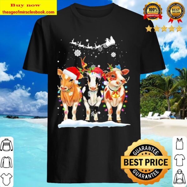 Merry christmas cows santa snow Shirt