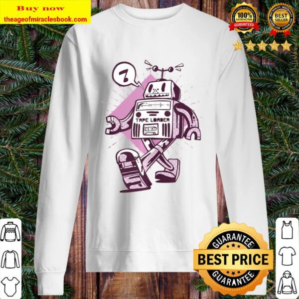 Music Tape Robot – Vintage Retro Robot Graphic Sweater