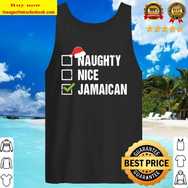 Naughty Nice Jamaican Shirt Santa Hat Christmas Tank Top