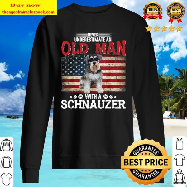 Never Underestimate Old Man Schnauzer American Flag Sweater