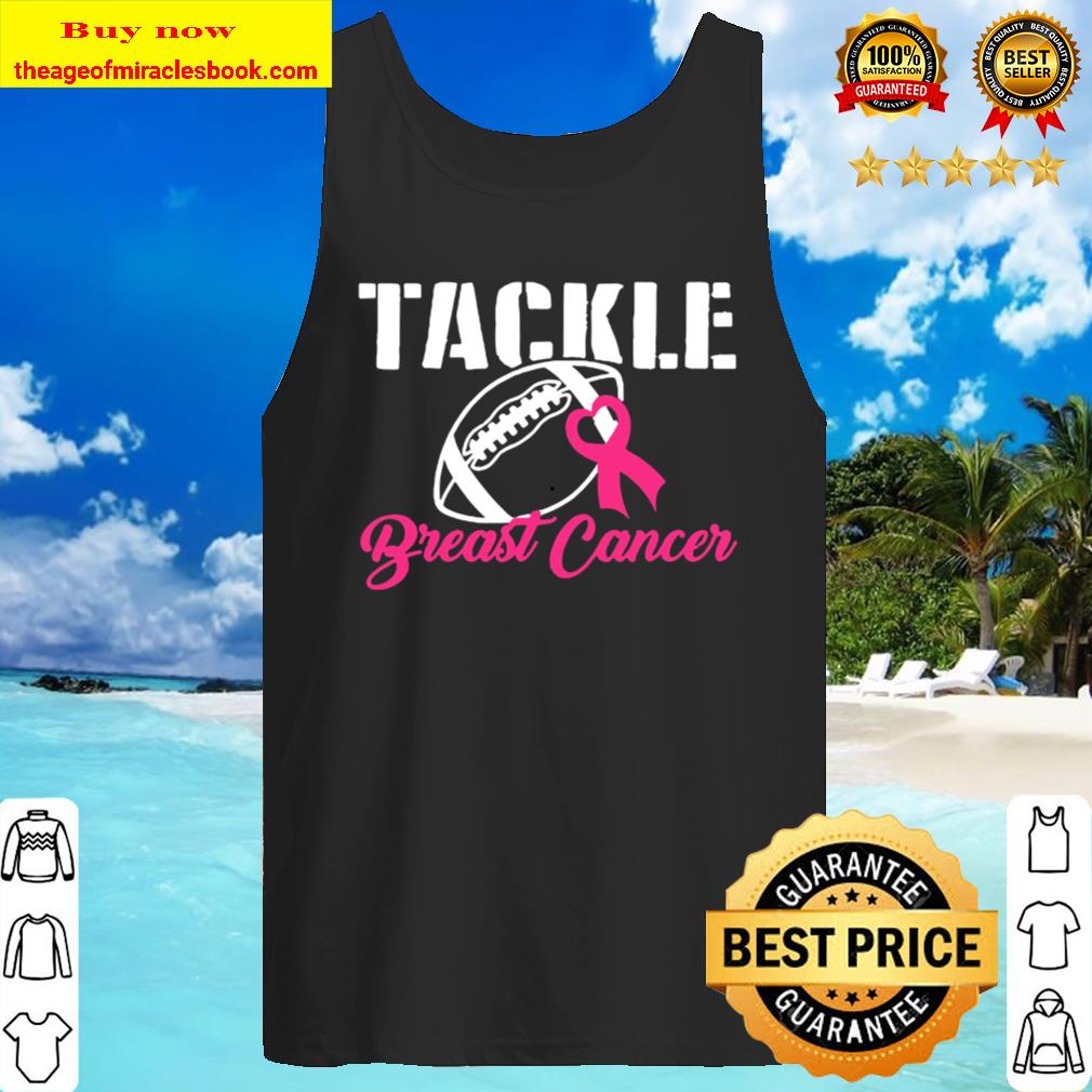 Pink Tackle Breast Cancer Foot Ball Ribbon Awareness Fighter Tank Top