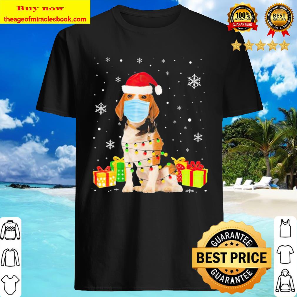Santa Beagle Face Mask Christmas Light Christmas Shirt