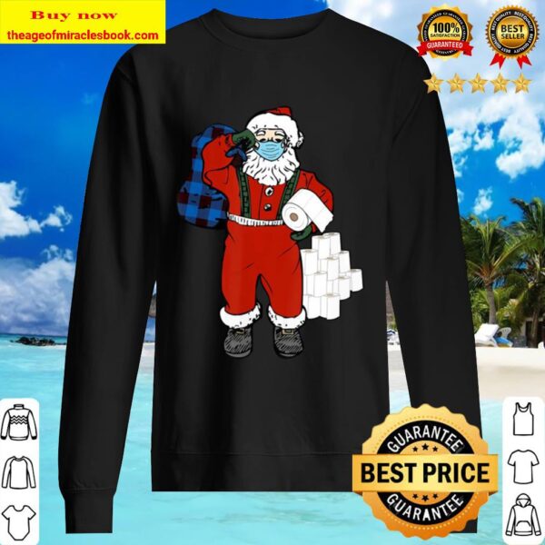 Santa With Face Mask And Toilet Paper Christmas Sweater