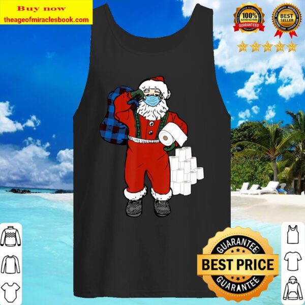 Santa With Face Mask And Toilet Paper Christmas Tank Top