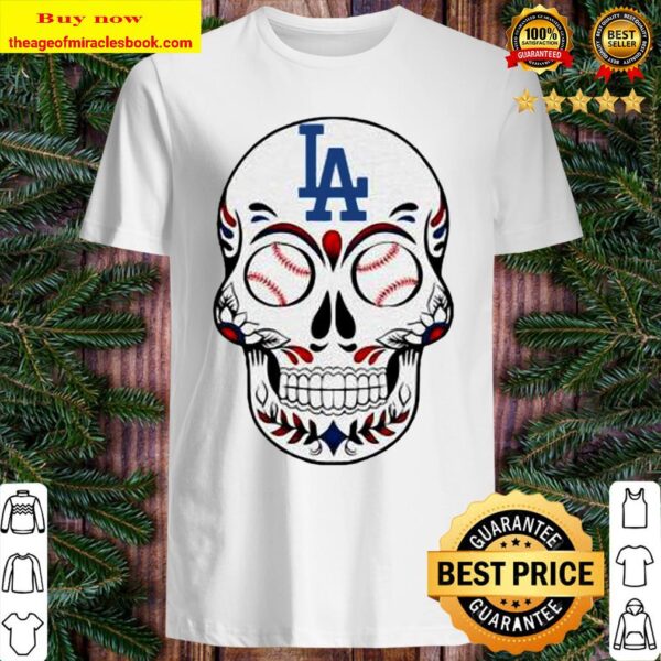 Skull Los Angeles LA Dodgers Logo Baseball Shirt