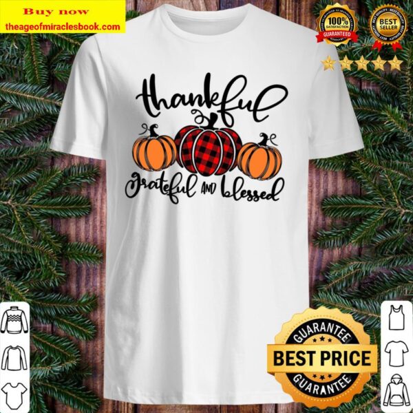Thankful Grateful Blessed Shirt, Thanksgiving T-Shirt, Buffalo Plaid T Shirt