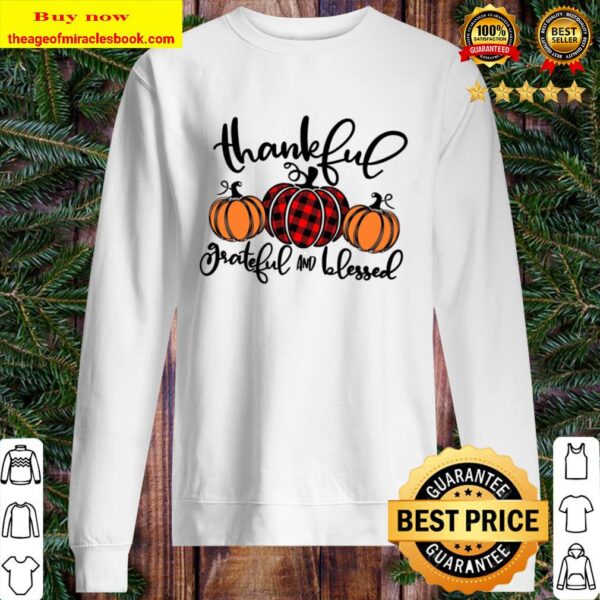 Thankful Grateful Blessed Shirt, Thanksgiving T-Shirt, Buffalo Plaid T Sweater