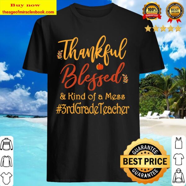Thankful blessed and kind of a mess 3rd grade teacher vintage Shirt